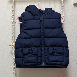 Gymboree Navy and Light Pink Quilted Hooded Vest - Girls